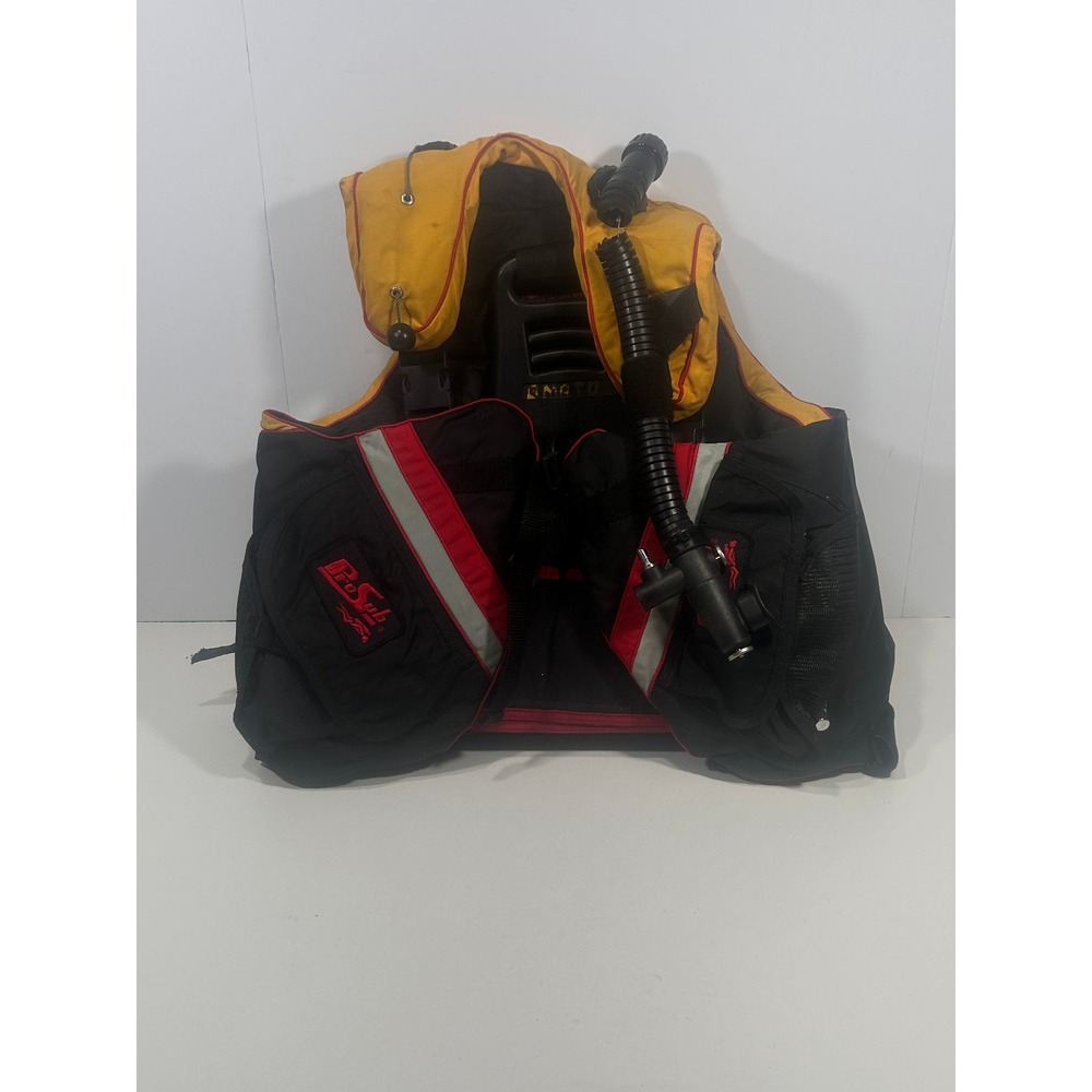 ProSub Scuba Diving BCD Buoyancy Control Device Vest Black Red BROKEN HOSE
